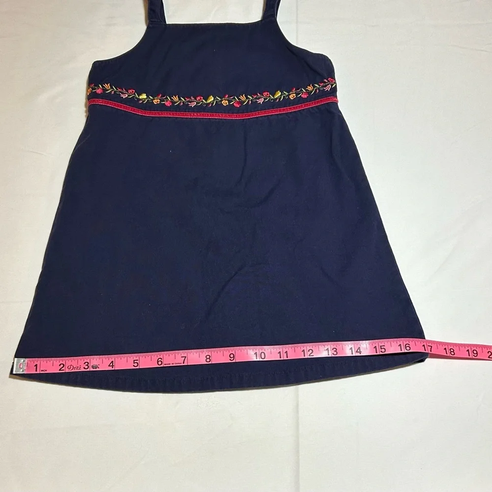 Gymboree Vintage 2002 Girls Size 4 Navy Blue Tank Dress Embroidered Flowers
